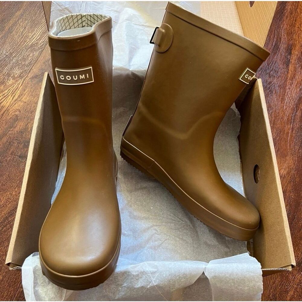 NEW Goumi Kids Sienna Muddies SZ 3 Neutral Youth Rubber Rain Boots Pull On